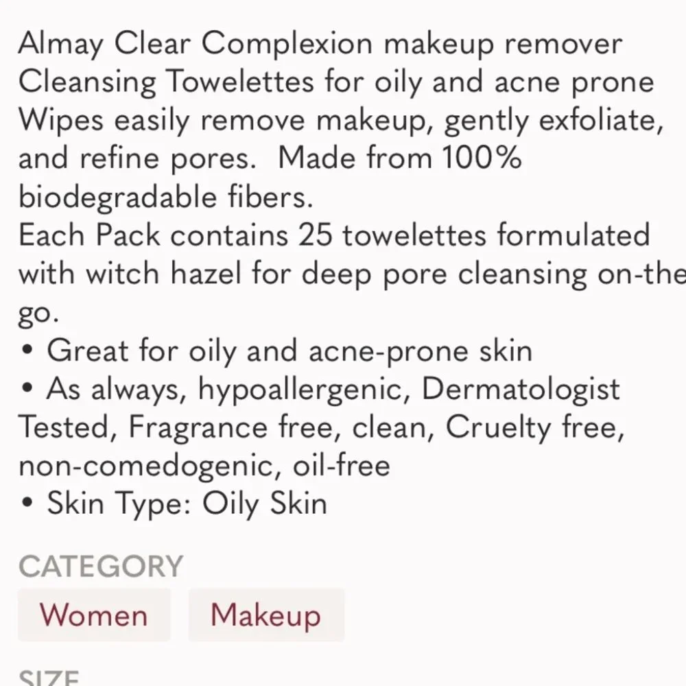 New Almay Clear Complexion Makeup Remover‎ Wipes